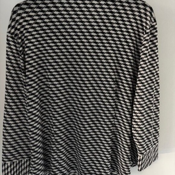 Giorgio Fiorlini Collections Blouse XL Black White Geometric Modern Whimysgoth - Picture 3 of 6